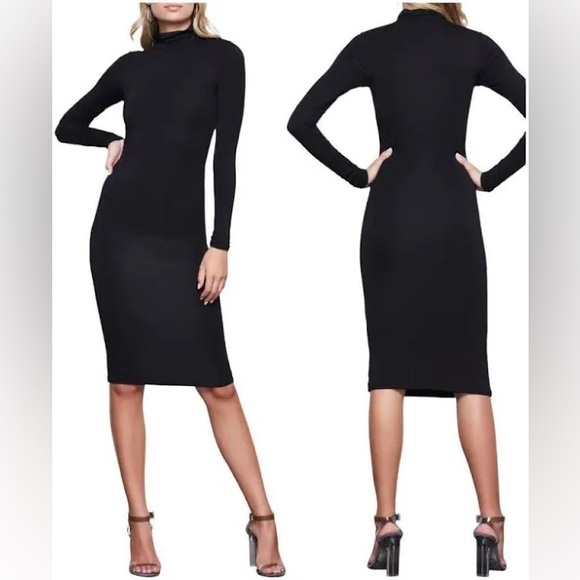 Good American Black Body-Con Turtleneck Dress - Picture 1 of 6